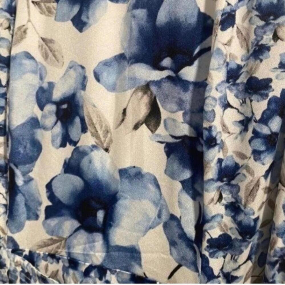 NWT Calvin Klein Blue Floral Sleeveless Drop Waist Handkerchief Hem Midi - Picture 4 of 13